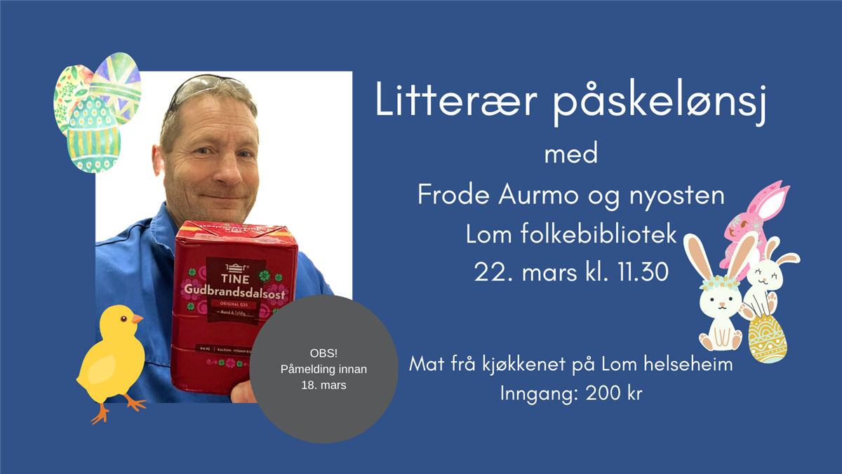 Plakat LItterær påskelønsj med Frode Aurmo - Klikk for stort bilde